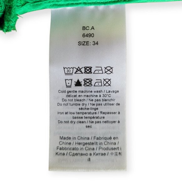 GANNI Green Smocked Cropped Top XS Square Neck Short Sleeve Sustainable Fabric - Picture 11 of 16